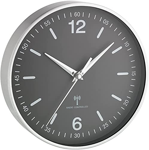 TFA Dostmann 60.3503 Analoge Funk-Wanduhr (grau mit Batterie)