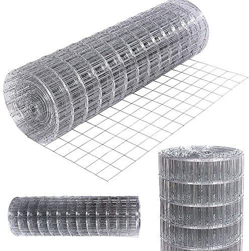 Bakaji Malla de alambre soldada de 100 cm de altura y 25 m de longitud de malla galvanizada de 50 x 75 mm para valla y jaulas de metal, animales, jardinería