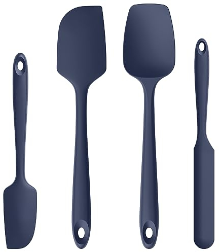 Espatulas Silicona Cocina Reposteria Lengua: U-Taste 315℃ Resistente al Calor Utensilios de Espátula para Cocinar y Hornear, Juego de 4 Paletas Cocina Antiadherentes sin BPA, Azul Medianoche