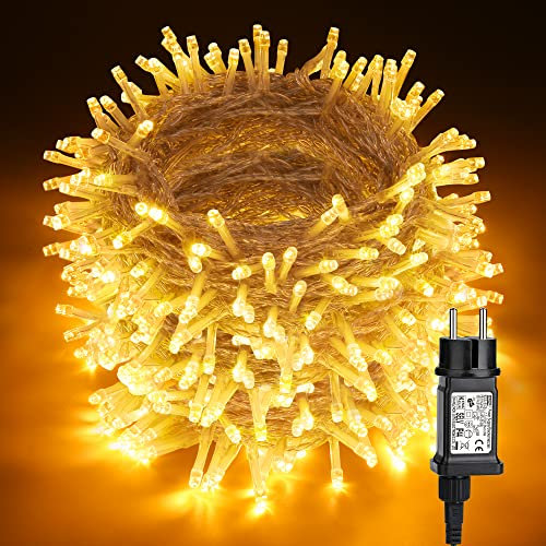 BrizLabs Guirlande Lumineuse Arbre de Noël Extérieur, 80M 800 LED Blanc Chaud Guirlande Décorative Intérieur avec Prise 8 Modes Étanche Fairy Lights pour Sapin Fenêtre Soirée Mariage, Fil Transparent
