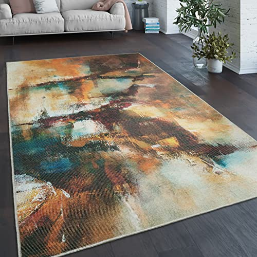 Paco Home Waschbarer Teppich Wohnzimmer Schlafzimmer Vintage Muster Flachgewebe Modern Abstrakt Farbverlauf, Grösse:120x160 cm, Farbe:Bunt