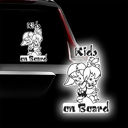 Leniutor 2 Stück Kinder On Board Aufkleber für Auto, stark reflektierende Baby-Kinder im Auto, Vinyl-Aufkleber, Warnschild für Stoßstange, Heckscheibe, Kofferraum, Aufkleber, 13,2 x 19,3 cm (weiß, 2)