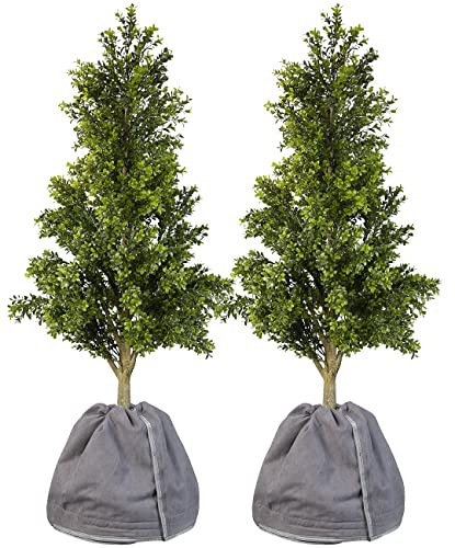 Royal Gardineer Pflanzen überwintern: 2er Set Thermo-Topfschutz für Pflanzen,40x40cm,mit Drainage,anthrazit (Blumentopfschutz, Winterschutz Hauben, Gewächshaus)