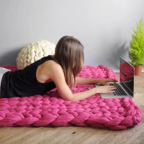MHUQIA Gestrickte Decke Wohnzimmer Couch 200x200cm, Strickdecke Tagesdecke, Chunky Grob Knit Blanket Kuscheldecke GehäKelt Armstricken Deken Grobstrick Gestrickt Decke Strick Baumwolle
