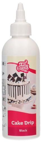 FunCakes Cake Drip Zuckerglasur, Black, 180 g | Köstlichergeschmack, Einfach zu Verwenden, Perfekt für Tropfkuchen, Dripgeschmack nach Süßer Vanillegeschmack