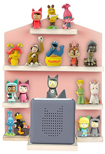 Shudyear Toniebox Regal mit Platz für 24 Tonie-Figuren, Tonie Box Magnetisches Wandregal, für Kinder zum Spielen und Sammeln (Rosa, Haus)