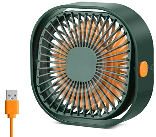 USB Fan Silent Powerful Desk Small Table Fan 3 Speeds Adjustable Strong Wind, 360° Rotation Mini Personal Portable Cooling Plug in Fan for Desktop Office Home Bedroom Car Outdoor Camping