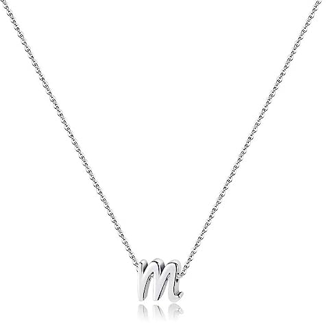 TINGN Kette mit Buchstaben Silber Kette Damen, Hypoallergene Initialen Halskette Buchstabe Ketten Initialen Anhänger S925 Sterling Silber Kette Damen Initialen Halskette Schmuck Geschenke (M)