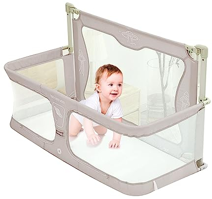 3 In 1 Babybett,Babywiege,baby Bett,baby Beistellbett,laufstall Babybett, Beistellbett Baby Boxspringbett,mit Zubehör,baby Laufstall, Der Auf Das Bett Gestellt Werden Kann ( Color : Creamy-white )