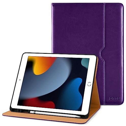 DTTO pour iPad 9ème/8ème/7ème Génération 10,2 Pouces 2021/2020/2019, Folio Couverture avec Support pour Apple Pencil- Veille/Réveil Automatique et Angles de Vue Multiples, Violet foncé