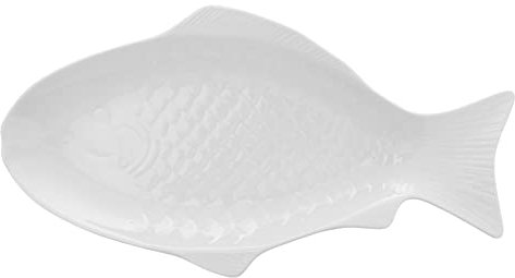 BESTonZON Gedünsteter Fischteller Snackteller Aus Porzellan Serviertabletts Vintage- Japanische Sushi Platte Oval Teller Dekoteller Meeresfrüchte Delikatessen Weiß Keramisches Material