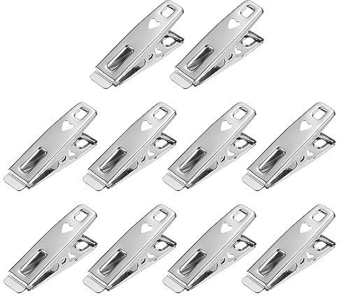 QUARKZMAN 40pcs INOX Acier Pinces Linge Broche Pinces Polyvalent Utilitaire Agrafes pour Maintien Vêtements Collation Sac Pinces - 50mm Argent