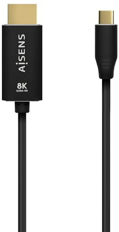 AISENS - A109-0712 - Cable Conversor Aluminio USB-C a HDMI 2.1 8K@60Hz, USB-C/M-HDMI/M, Negro, 2.0M