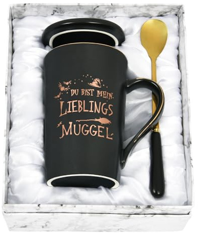 Joymaking Kaffeetasse Lustige Geschenk mit Spruch - Du bist mein Lieblings Muggel - Weihnachten Geschenkidee für Freund Freundin Klassenkamerad Geschenk zum Geburtstag Weihnachten, 400ml Schwarz