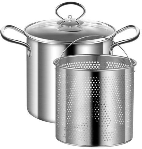 Frittierfiteus-Topf mit Korb, 3,5-l-Bratpfanne Edelstahl kleine Fritteuse mit Anti-Scenen-Griff Fisch Friteuchentopf und Korböl Fritteuse für Pommes, Pommes, Hühnchen-Friteuse-Topf mit Korb mit Korb