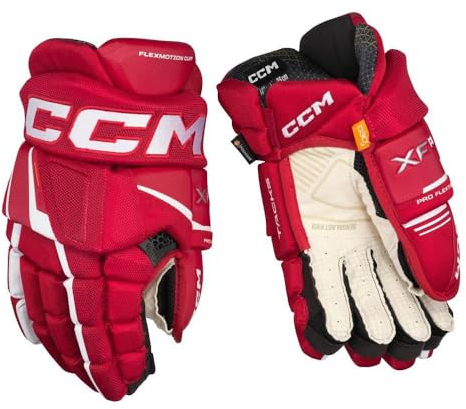 CCM Tacks XF Pro Senior Eishockey Handschuhe (Rot/weiß, 15 Zoll)