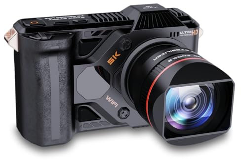 Appareil Photo Numérique 5K - Caméra Vidéo de Voyage 5G WiFi 16:9 50MP 4800mAh, Caméra Rétro HD Professionnelle avec écran de 4,0 Pouces/Zoom Numérique 50x / Vision Nocturne
