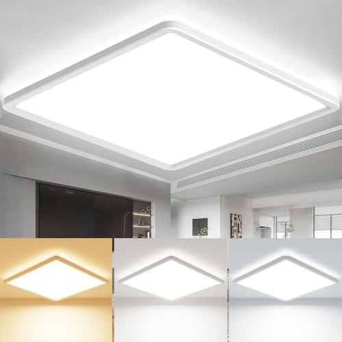 slochi 41CM LED Deckenleuchte 36W 4200LM, 3000K/4000K/6500K Flach Deckenlampe Wasserfest, Ultra Dünn Eckig Bad Lampe Decke Für Badezimmer Wohnzimmer Küche Schlafzimmer Büro