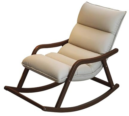 BRCYKRWY Relaxliege,Schaukelstuhl Outdoor/Wohnzimmer Gepolsterter Schaukelstuhl Verstellbare Rückenlehnenhöhe Sonneliege Mit Armlehne Loungesessel for Wohnzimmer,Terrasse,Hinterhof,Balkon