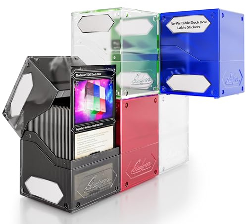 Quiver Time 360° Modular Nexus DeckBlock - Durable Stackable MTG Deck Box for Commander fits 100+ Cards | Stylish 100 Card Deck Box MTG | Interchangeable TCG Decks Boxes (6 pcs, WUBRG + Clear)