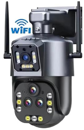 SHEHUALI Sistema di Sicurezza, 8K 16MP PTZ Telecamera IP di sorveglianza di Sicurezza Telecamera a Quattro obiettivi Zoom 20X AI Auto Tracking Video CCTV Camera Home(16MP ADD 32G Card)