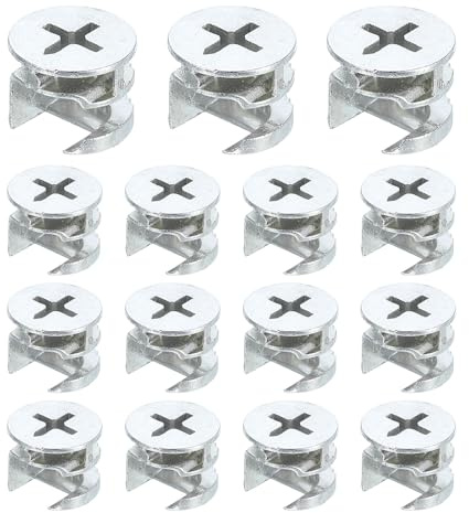 sourcing map Furniture Cam Lock Fasteners 15 x 12mm, 15Pcs Cam Lock Nut Connectors Fittings, Joint Connector Locking Nuts for Cabinet, Drawer, Wardrobe, Panel Connecting, White