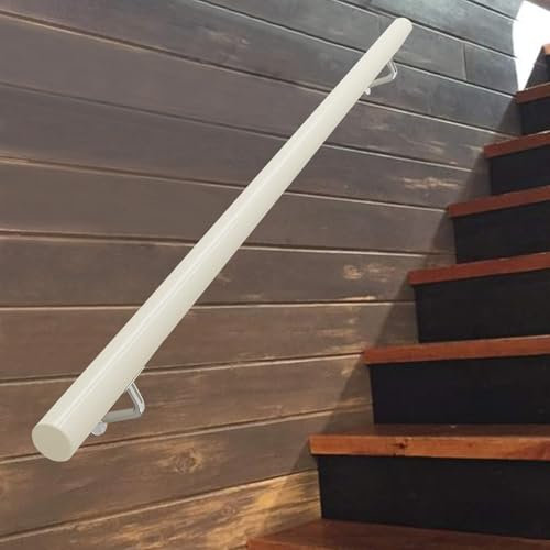 Weißer Holz-Handlauf für Außenwandmontage, 30 cm Treppengeländer mit Baluster-Stütz-Kit für Innen- und Außentreppen, 30 cm Länge
