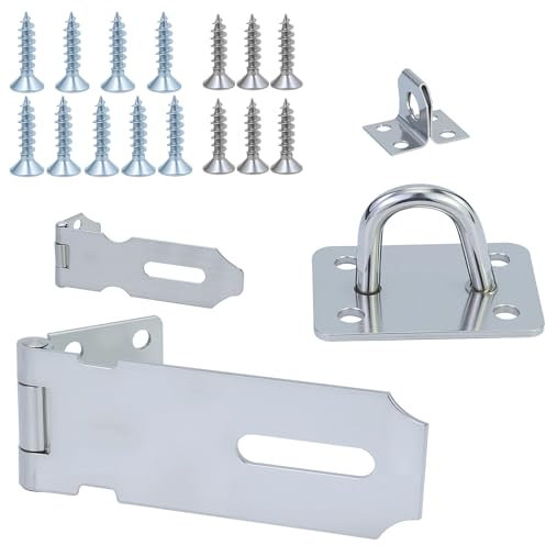 Lucchetto Haspe 4 pollici, serratura in acciaio inox 304 con serratura a chiave, trappola di sicurezza con viti lucchetto per lucchetto, armadi, con 1 fibbia corta in acciaio inox