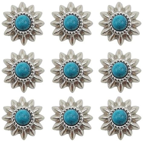 CABODYALS 10Pcs 13MM Decorative Rivets Silver Screws Leather Rivet Screw Back Sunflower Shape rivetss Metal Retro Buckle Rivet Button for Repair Luggage Bags Purse Diy Leather Craft Accessories