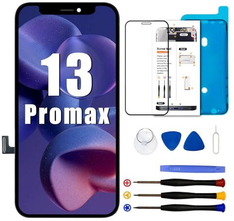 Dinow Écran pour iPhone 13 Pro Max COF, 6.7 LCD Replacement pour iPhone 13 ProMax, Display pour iPhone 13 Pro Max avec Kit de Reparation, Compatible avec modèle A2643/ A2484/ A2641/ A2644/ A2645