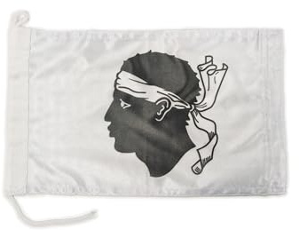 Drapeau de bateau Corse 20 x 30 cm - Poids du tissu - Imprimé robuste avec tricot et boucle - Drapeau nautique de 20 x 30 cm (Corse)