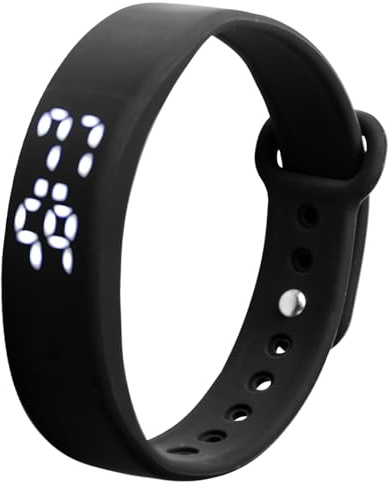Braccialetto con vibrazioni, IP67, impermeabile, con allarme antivibrazione, orologio da promemoria, sveglia silenziosa, con display a LED, timer e 10 allarmi giornalieri, per bambini e adulti (nero)