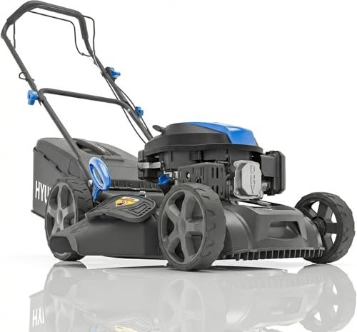 Hyundai 20” 51cm Self-Propelled Petrol Lawnmower, Powerful 196cc 4-Stroke Engine, 4-in-1 Mulch Bag Side & Rear Discharge, 60L Grass Box, Black Edition