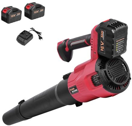 Soffiatore a Batteria, 2 Batterie da 5.0Ah, 2 Velocità Fino a 42 m/s, Soffiatore Elettrico per Foglie, Polvere e Neve,Ideale per Giardino, Cortile e Garage