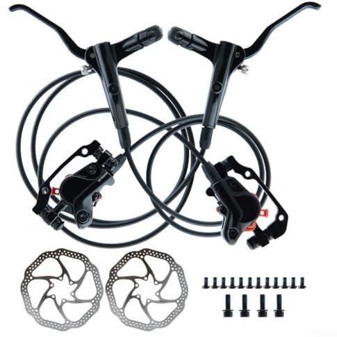 Oniissy Juego de frenos de disco hidráulicos para bicicleta de montaña, frenos de aceite precargados con sistema de pinza de pistón dual delantero y trasero para bicicleta MTB de 160 mm compatible