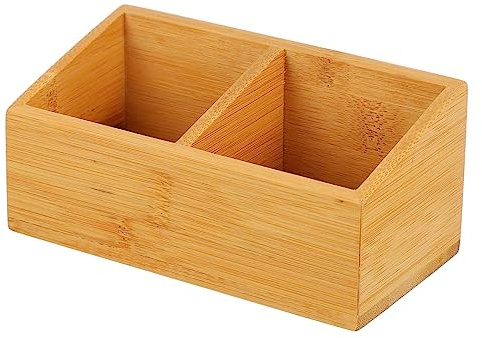 iplusmile Caja De Madera Doble Compartimento para Guardar Bolsitas De Té y Azúcar Hogar Oficina