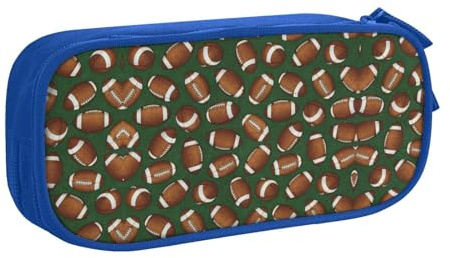 WYYDPPLK Federmäppchen mit Aufdruck in Fußball-Grün – strapazierfähiges Federmäppchen aus Oxford-Stoff für Schule, Büro & Reisen – Multi Pocket Aufbewahrungstasche für Stifte, Make-up & Zubehör, blau