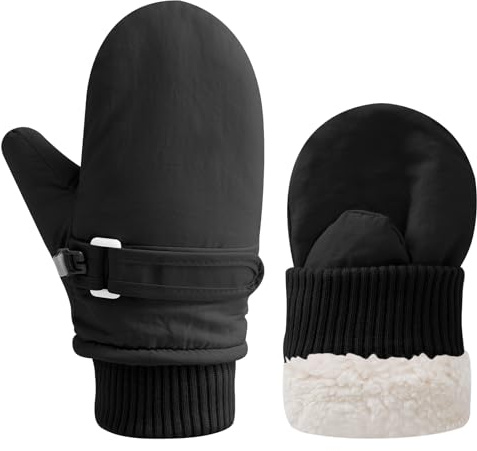 Fjquamitix Kids Warm Gloves Winter Waterproof Snow Mittens Warm Fleece Lined Gloves for Girls Boys Adjustable Wristband Thermal Mittens for Skiing Outdoor Causal Use