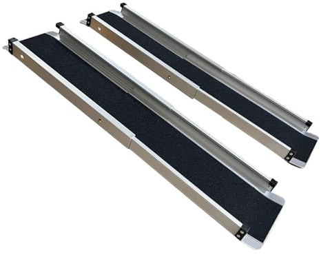 Rampe für Rollstuhlfahrer Oberfläche aus Quarzsand Rollstuhlrampe für Türschwellen Ausziehbar aus Aluminiumlegierung Elektrofahrzeuge, Rollstühle(91 * 19 * 5cm)