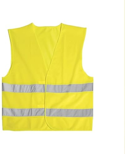 PAIF 2 Pezzi x Gilet di Sicurezza Alta visibilità Giallo con Bande Rifrangenti – Certificato EN ISO20471:2013+A1:2016 – Taglia Unica 65x65 cm – Poliestere Leggero e Resistente (2, Giallo)
