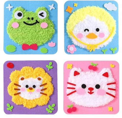 punteruolo per bambini Kit da cucito per bambini confezione da 4 in feltro fai da te creativo divertente regalo fai da te (stile animale)