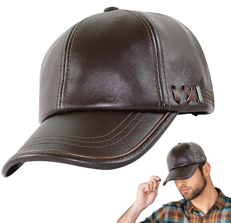 Genérico Gorra De Béisbol De Cuero,Gorra Vintage De Piel Sintética Unisex - Vintage Estilo Ajustable para Deportes Al Aire Libre Y Viaje