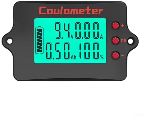 Battery Monitor Digital Multimeter 100A Shunt Voltage Current Tester for Van Life Electric-Bicycle(Color screen)