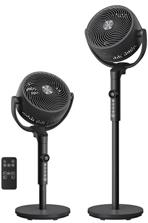 SONGMICS Standing Fan for Bedroom, 20 dB Quiet Pedestal Fan with Remote, Cooling Air Circulator, 120°+135° Oscillating, 15 Speeds, 15 h Timer, 3 Modes, Adjustable Height, Ink Black XFC002B1UK