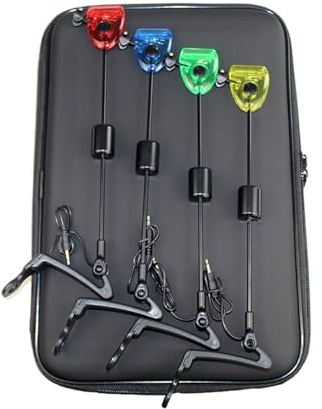 Buxuaaaa 4Pcs Morsi Indicatori di Allarme Sensibile Pesca Morsi Indicatori LED Illuminato Pesca Swingers Set Attrezzature ABS Allarme Swingers Accessori