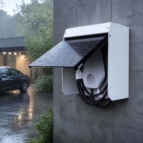 Universal EV laddare skyddskåpa,Vattentät magnetisk skyddslåda för elektriska fordon,Väggmonterad Laddstation För Elfordon Protector Roof,Metall Socket dörrklocka Täcka Sköld