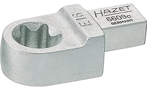 HAZET Einsteck Ringschlüssel 6609C-E20, 9 x 12 mm Einsteck-Vierkant | Antrieb 9 x 12 mm Einsteck-Vierkant massiv, Abtrieb Außen TORX Profil, verchromt, TORX 18.49 mm, 58 g