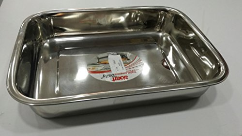 Abert Teglia Tegame Lasagnera in Acciaio Inox Rettangolare con Manici 37X27 Cm