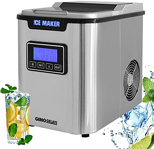 Gino Gelati GG-175W Digitaler Edelstahl Eiswürfelbereiter Eiswürfelmaschine Icemaker