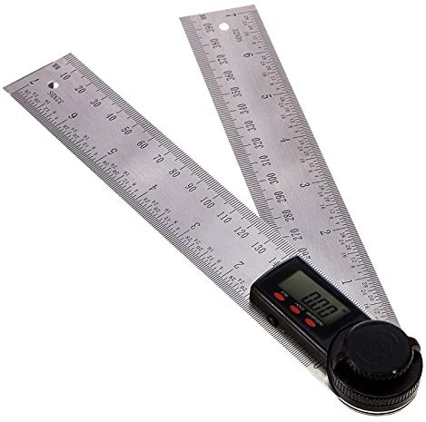 LUMBER JACK Digital Angle Gauge Finder Stainless Steel Measuring Device 0-360 Protractor Ruler LCD Display Woodworking, Construction, Hand Tools, Laser-Etched 200mm Measurements DAR200